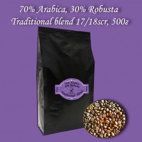 Кава зернова Traditional blend 17/18scr (Традиційний  бленд) 500г.  БЕЗКОШТОВНА ДОСТАВКА від 1кг!